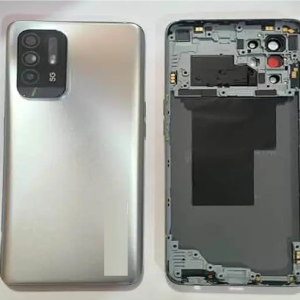 SPAREWARE® Back Panel Back Door Panel Body Cover For Oppo F19 Pro Plus -Silver (MIDDLE RING BACK PANEL BUTTON OR LENS WITH LOGO)