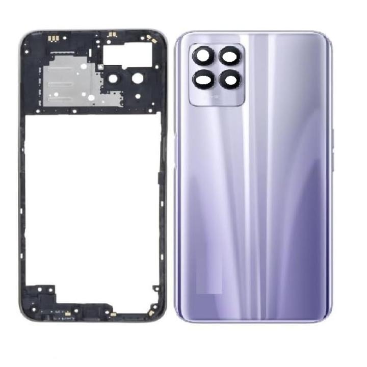SPAREWARE® Back Panel Back Door Panel Body Cover For Realme 8i -Purple (MIDDLE RING BACK PANEL WITH ALL LOGO)