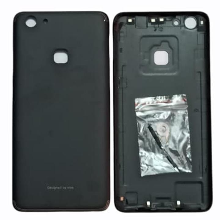 SPAREWARE® Back Door Panel Body Back Panel For Vivo V7 Plus -Black (WITH ALL LOGO)