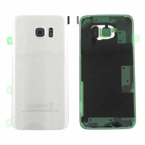 SPAREWARE® Battery Cover Back Door Body Panel For Samsung Galaxy S7  -White (WITH CAMERA LENS)