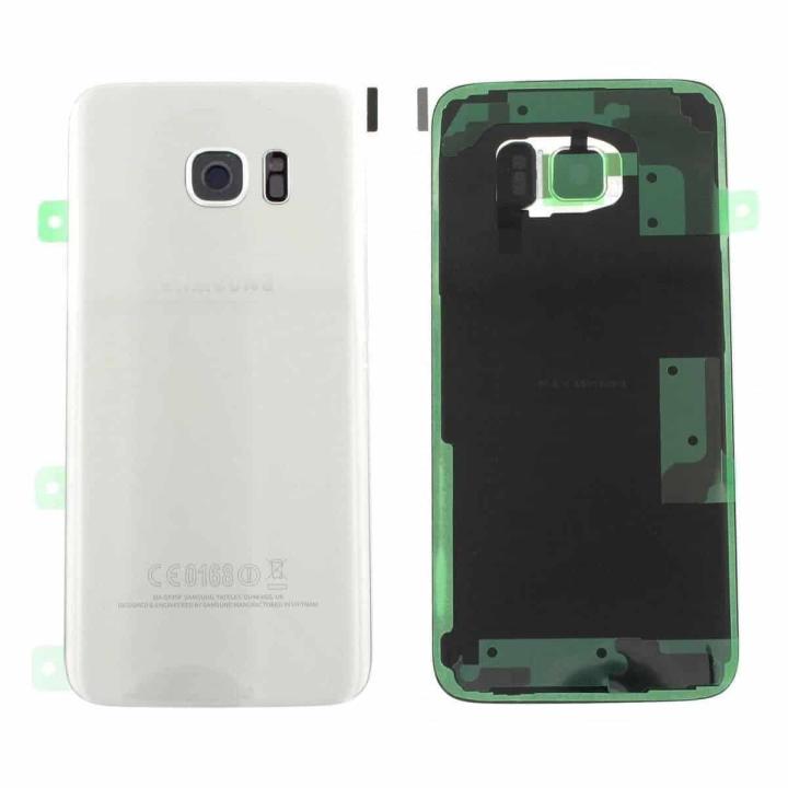 SPAREWARE® Battery Cover Back Door Body Panel For Samsung Galaxy S7 Edge -White (WITH CAMERA LENS)