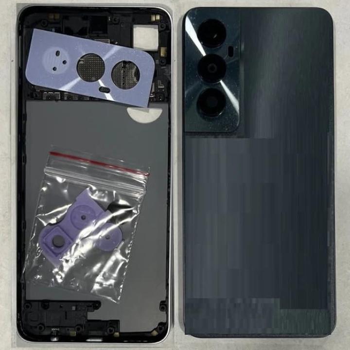 SPAREWARE® Back Panel Back Door Panel Body Cover For Realme C65 4G-Black (MIDDLE RING + BACK PANEL WITH ALL LOGO)