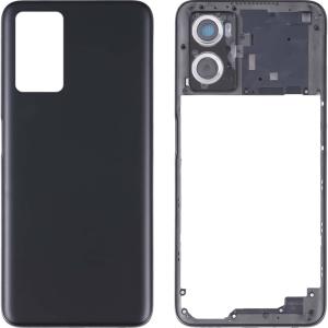 SPAREWARE® Back Panel Back Door Panel Body Cover For Oppo A76 -Black (MIDDLE RING BACK SIDE BUTTON CAMERA LENS OR LOGO)