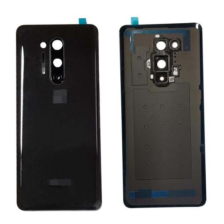 SPAREWARE® Battery Cover Back Door Panel Body For Oneplus 8 Pro -Black  (WITH CAMERA LENS)