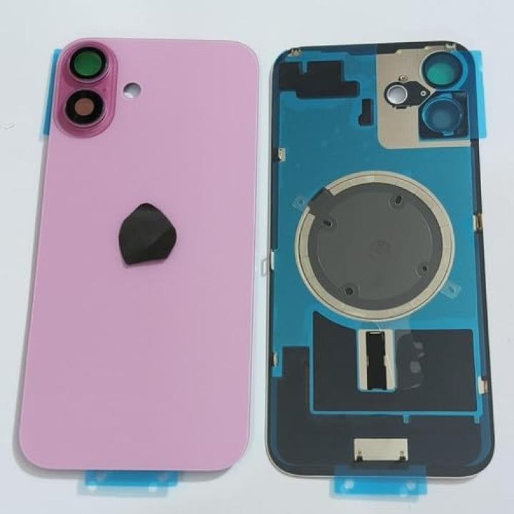 SPAREWARE® Replacement Back panel Back Glass Body Panel For iPhone 16 Plus -Pink (WITH MAGSAFE MAGNET & ALL LOGO)