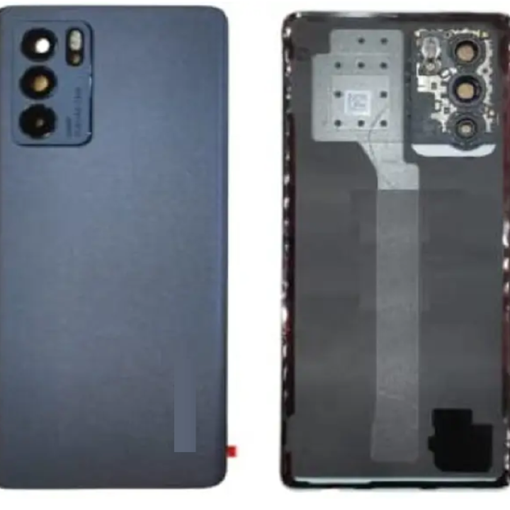 SPAREWARE® Back Panel Back Door Panel Body Cover For Oppo Reno 6 Pro -Black (ORIGINAL HEAT GASKET CAMERA LENS WITH ALL LOGO)