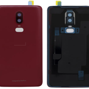 SPAREWARE® Battery Cover Back Door Panel Body For Oneplus 6 -Red (WITH CAMERA LENS)
