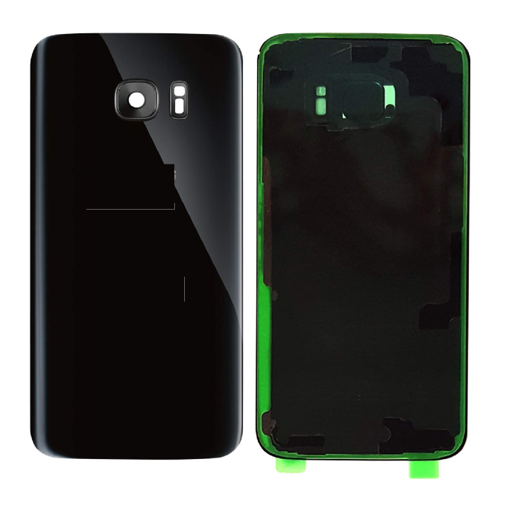 SPAREWARE® Battery Cover Back Door Body Panel For Samsung Galaxy S7 Edge -Black (WITH CAMERA LENS)