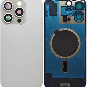 SPAREWARE® Replacement Back panel Back Glass Body Panel For iPhone 16 Pro -Silver (WITH MAGSAFE MAGNET & ALL LOGO)