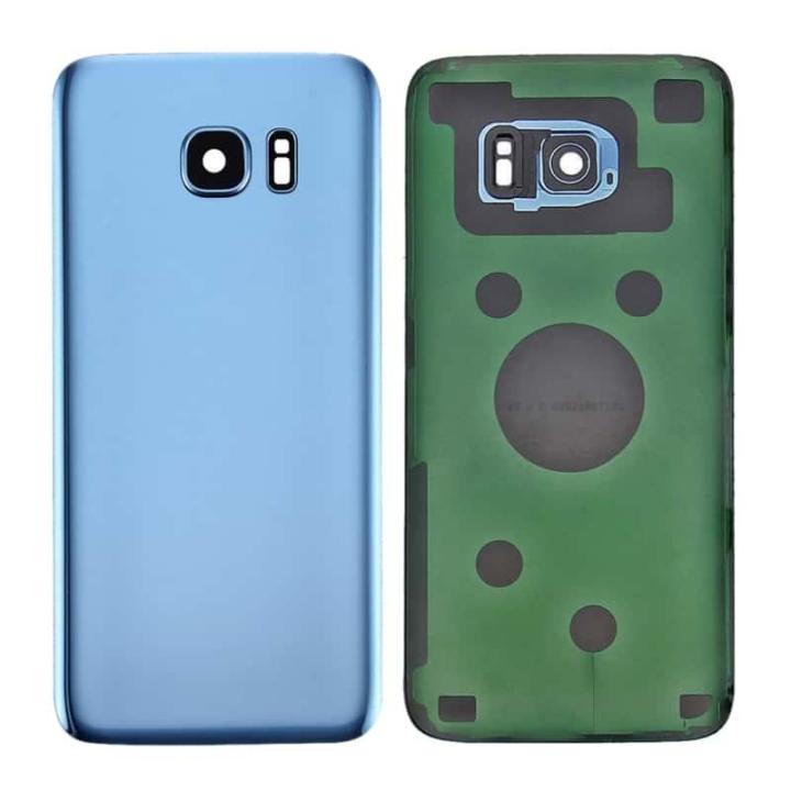 SPAREWARE® Battery Cover Back Door Body Panel For Samsung Galaxy S7  -Blue (WITH CAMERA LENS)