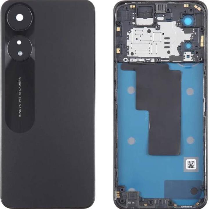 SPAREWARE® Back Panel Back Door Panel Body Cover For Oppo A58 4G -Black (MIDDLE RING BACK SIDE BUTTON CAMERA LENS OR LOGO)
