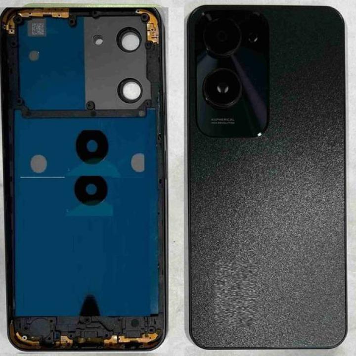 SPAREWARE® Back Door Panel Body Back Panel For Vivo Y28S -Black (MIDLE RING BODY BACK PANEL CAMERA LENS BUTTON OR WITH ALL LOGO)