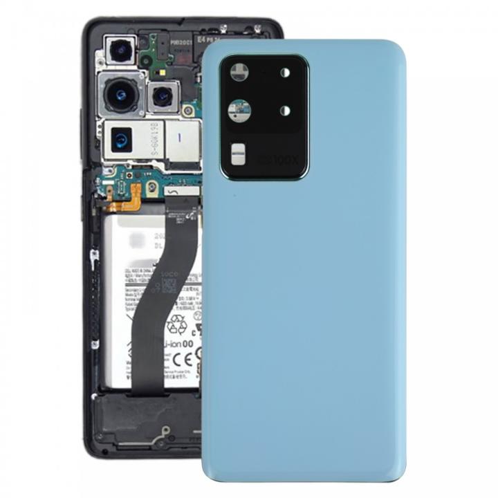 SPAREWARE® Battery Cover Back Door Body Panel For Samsung Galaxy S20 Ultra -Blue (WITH CAMERA LENS)