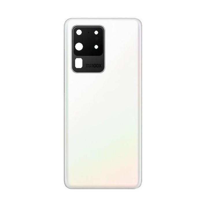 SPAREWARE® Battery Cover Back Door Body Panel For Samsung Galaxy S20 Ultra -White (WITH CAMERA LENS)
