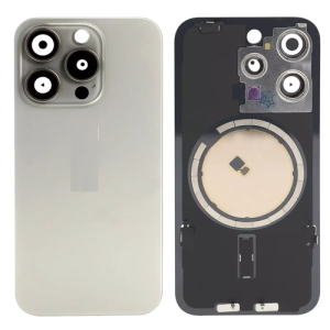 SPAREWARE® Replacement Back panel Back Glass Body Panel For iPhone 15 Pro -Titanium (WITH MAGSAFE MAGNET & ALL LOGO)