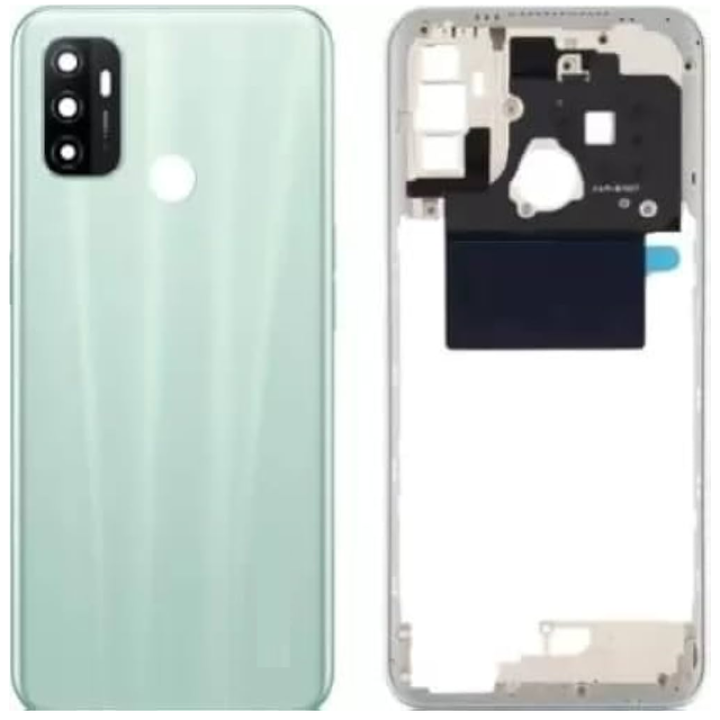 SPAREWARE® Back Panel Back Door Panel Body Cover For Oppo A53 2020 -White(MIDDLE RING BACK SIDE BUTTON CAMERA LENS OR LOGO)