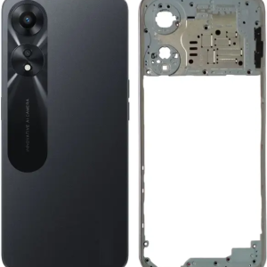 SPAREWARE® Back Panel Back Door Panel Body Cover For Oppo A58 5G -Black (MIDDLE RING BACK SIDE BUTTON CAMERA LENS OR LOGO)
