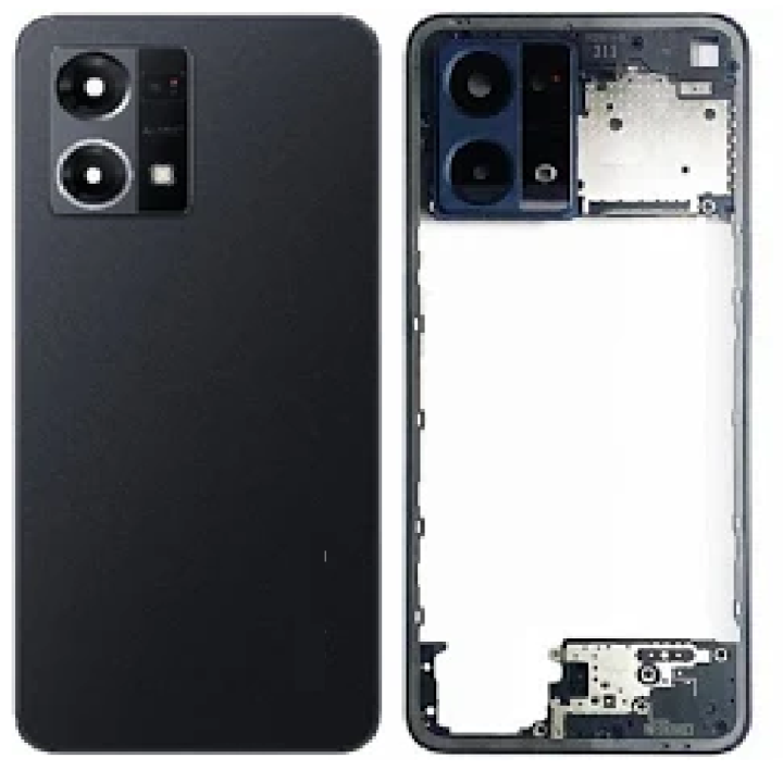 SPAREWARE® Back Panel Back Door Panel Body Cover For Oppo F21 Pro 4G -Black (MIDDLE RING + BACK PANEL ALL LOGO)
