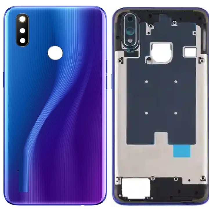 SPAREWARE® Back Panel Back Door Panel Body Cover For Realme 3 Pro -Blue (MIDDLE RING BACK PANEL WITH ALL LOGO)