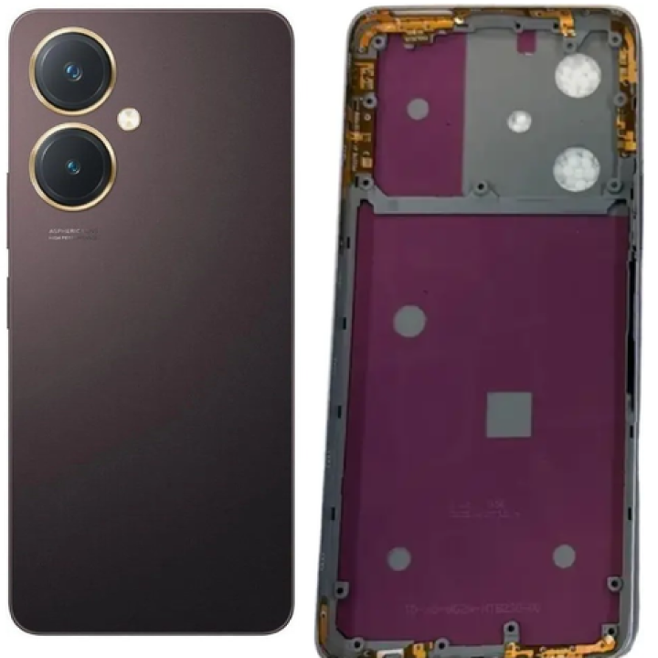 SPAREWARE® Back Door Panel Body Back Panel For Vivo Y18 -Brown (MIDLE RING BACK PANEL BUTTON LENS WITH ALL LOGO)