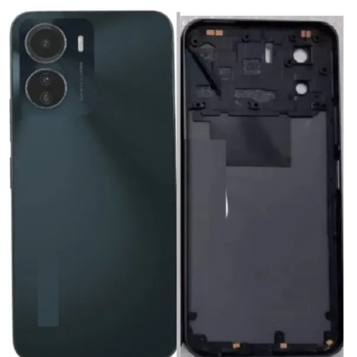 SPAREWARE® Back Door Panel Body Back Panel For Vivo Y16 -Black (MIDLE RING BACK PANEL BUTTON LENS WITH ALL LOGO)