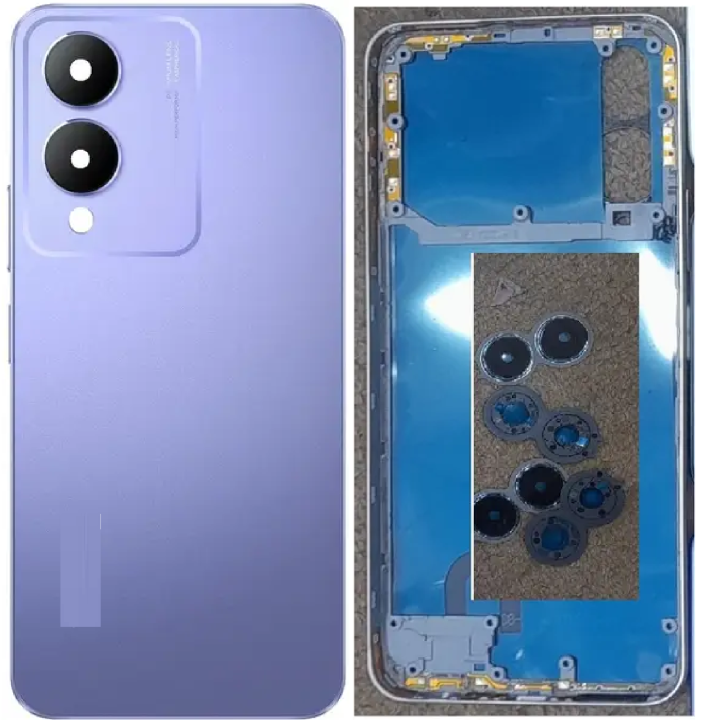 SPAREWARE® Back Door Panel Body Back Panel For Vivo Y17S -Purple (MIDLE RING BACK PANEL BUTTON LENS WITH ALL LOGO)