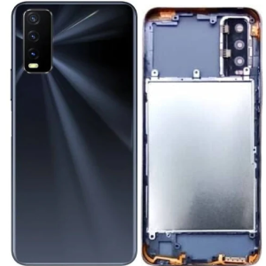 SPAREWARE® Back Door Panel Body Back Panel For Vivo Y12S -Black (MIDLE RING BACK PANEL BUTTON LENS WITH ALL LOGO)