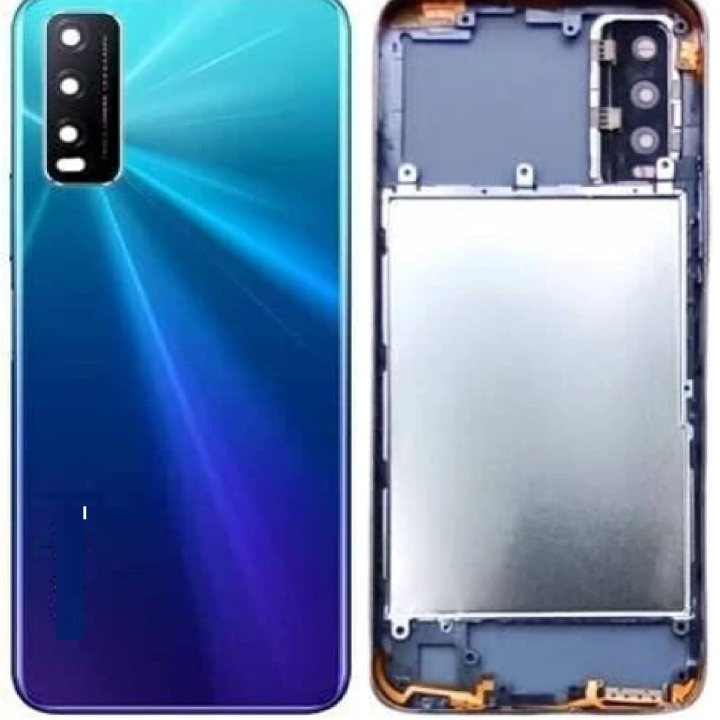 SPAREWARE® Back Door Panel Body Back Panel For Vivo Y12S -Blue (MIDLE RING BACK PANEL BUTTON LENS WITH ALL LOGO)