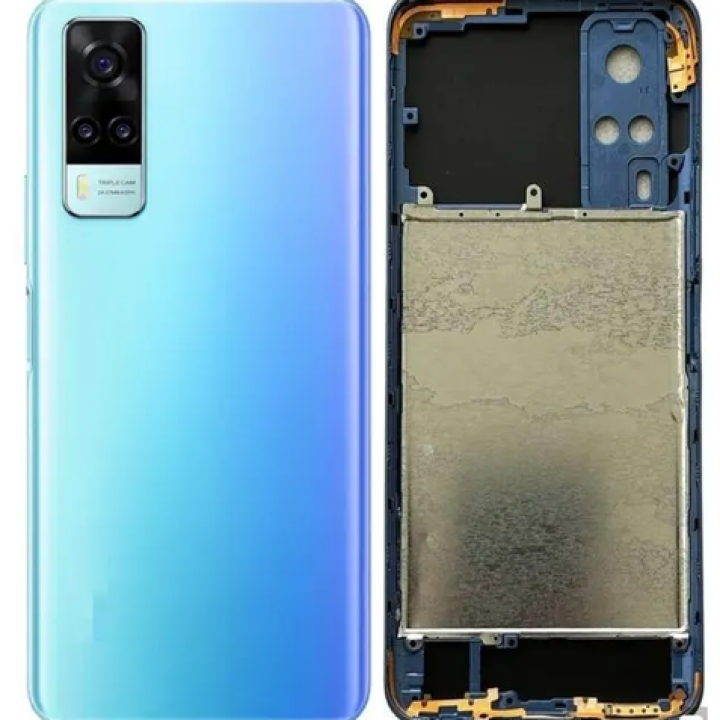 SPAREWARE® Back Door Panel Body Back Panel For Vivo Y51 2020 -Blue (MIDLE RING BACK PANEL CAMERA LENS BUTTON WITH ALL LOGO)