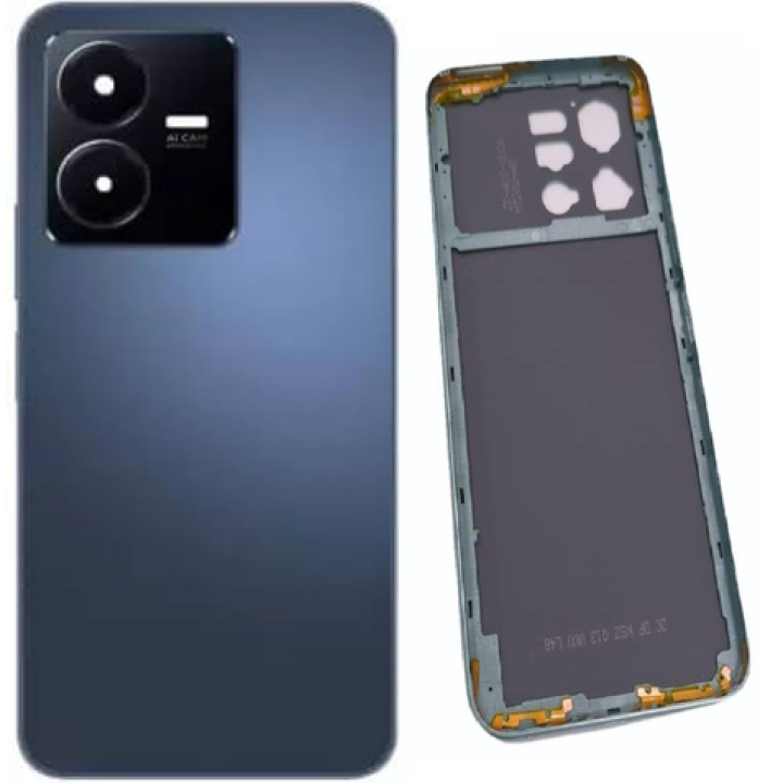 SPAREWARE® Back Door Panel Body Back Panel For Vivo Y35 4G -Black (MIDLE RING BACK PANEL CAMERA LENS BUTTON WITH ALL LOGO)