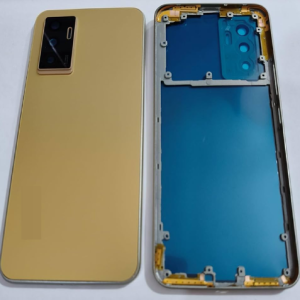SPAREWARE® Back Door Panel Body Back Panel For Vivo Y75 4G -Gold (MIDLE RING PANEL CAMERA LENS BUTTON WITH ALL LOGO)