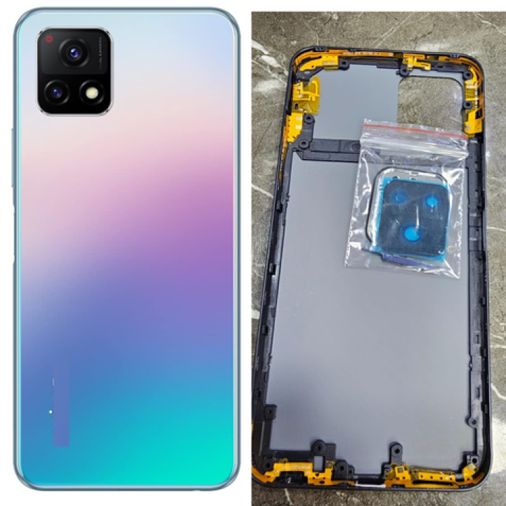 SPAREWARE® Back Door Panel Body Back Panel For Vivo Y72 5G -Blue (MIDLE RING PANEL CAMERA LENS BUTTON WITH ALL LOGO)