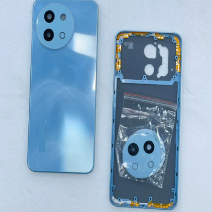 SPAREWARE® Back Door Panel Body Back Panel For Vivo T3X -Sky (MIDLE RING BACK PANEL CAMERA LENS BUTTON WITH ALL LOGO)