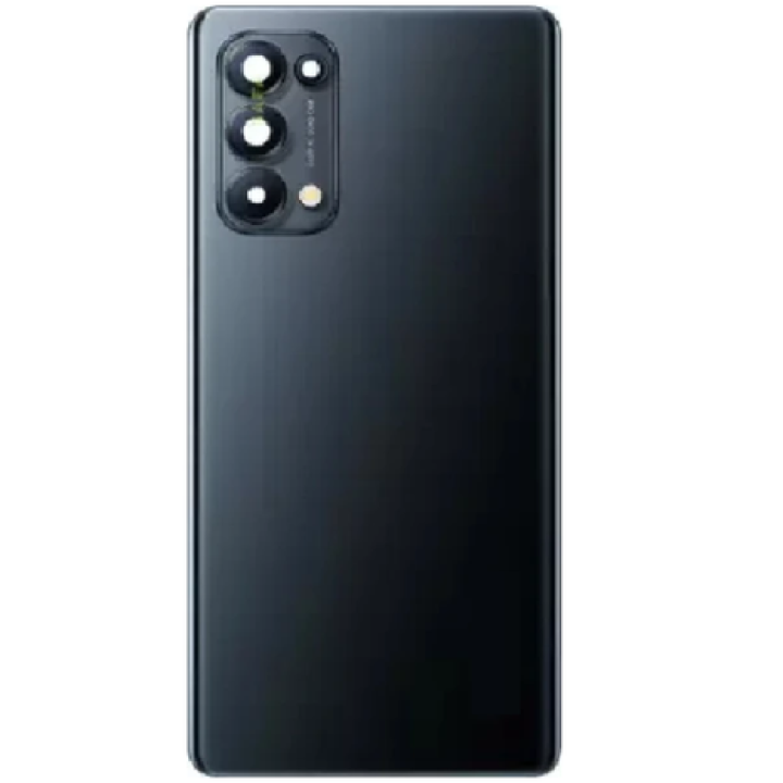 SPAREWARE® Back Panel Back Door Panel Body Cover For Oppo Reno 5 Pro -Black (WITH CAMERA LENS ALL LOGO)