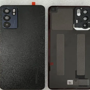 SPAREWARE® Back Panel Back Door Panel Body Cover For Oppo Reno 6 -Black(ORIGINAL HEAT GASKET CAMERA LENS WITH ALL LOGO)