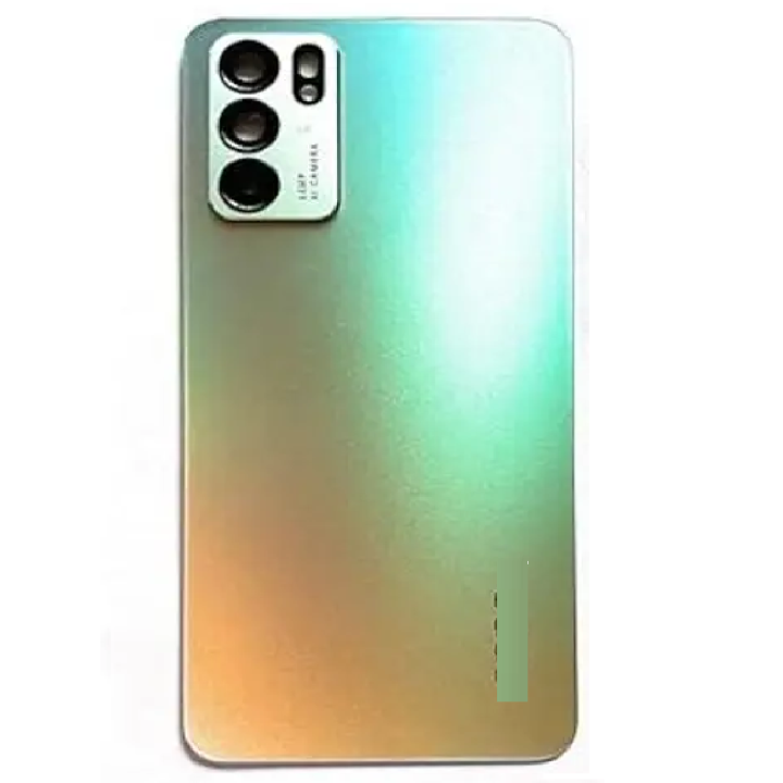 SPAREWARE® Back Panel Back Door Panel Body Cover For Oppo Reno 6 -Gold (WITH CAMERA LENS ALL LOGO)