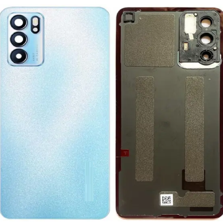 SPAREWARE® Back Panel Back Door Panel Body Cover For Oppo Reno 6 -Blue(ORIGINAL HEAT GASKET CAMERA LENS WITH ALL LOGO)