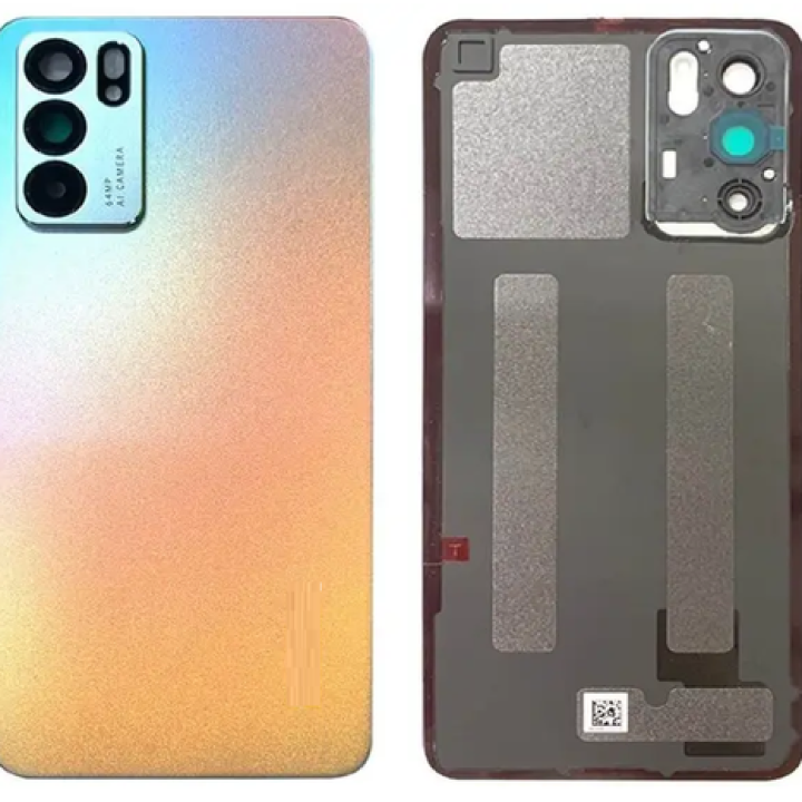 SPAREWARE® Back Panel Back Door Panel Body Cover For Oppo Reno 6 -Gold (ORIGINAL HEAT GASKET CAMERA LENS WITH ALL LOGO)