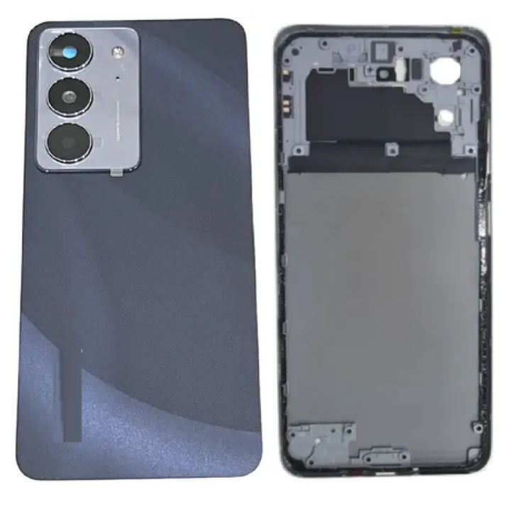 SPAREWARE® Back Panel Back Door Panel Body Cover For Realme 14X 5G -Black (MIDDLE RING + BACK PANEL WITH ALL LOGO)