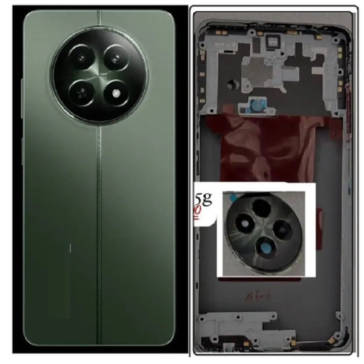 SPAREWARE® Back Panel Back Door Panel Body Cover For Realme C65 5G -Dark Green (MIDDLE RING + BACK PANEL WITH ALL LOGO)