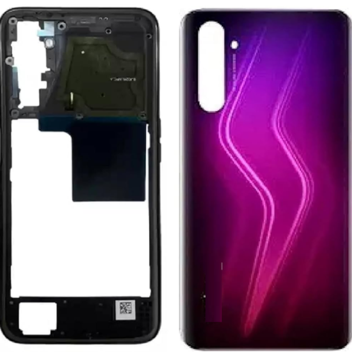 SPAREWARE® Back Panel Back Door Panel Body Cover For Realme 6 Pro -Red (MIDDLE RING BACK PANEL WITH ALL LOGO)