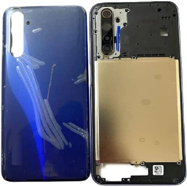 SPAREWARE® Back Panel Back Door Panel Body Cover For Realme 6 -Blue (MIDDLE RING BACK PANEL WITH ALL LOGO)
