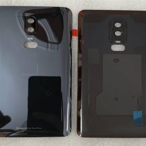 SPAREWARE® Battery Cover Back Door Panel Body For Oneplus 6 -MIrror Black (WITH CAMERA LENS)