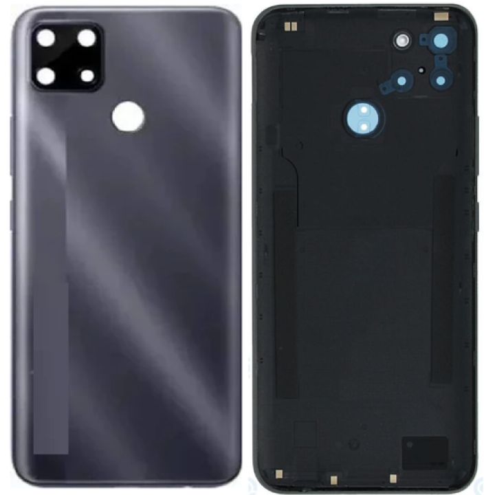 SPAREWARE® Back Panel Back Door Panel Body Cover For Realme C25 -Black (ORIGINAL WITH NETWORK NFC OR LOGO)