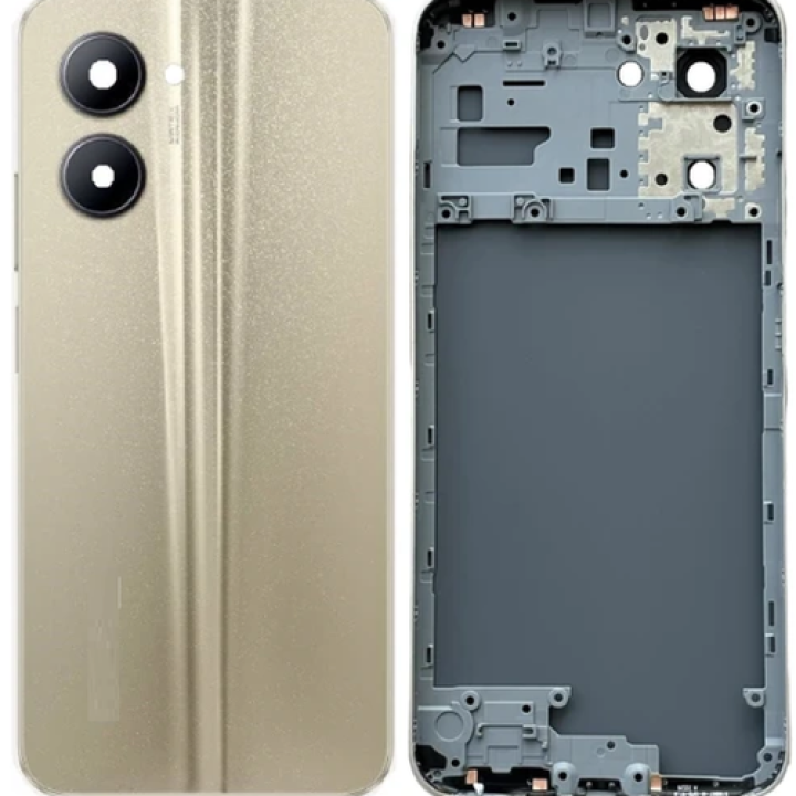 SPAREWARE® Back Panel Back Door Panel Body Cover For Realme C33 -Gold (MIDDLE RING + BACK PANEL WITH ALL LOGO)
