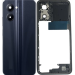 SPAREWARE® Back Panel Back Door Panel Body Cover For Realme C33 -Black (MIDDLE RING + BACK PANEL WITH ALL LOGO)