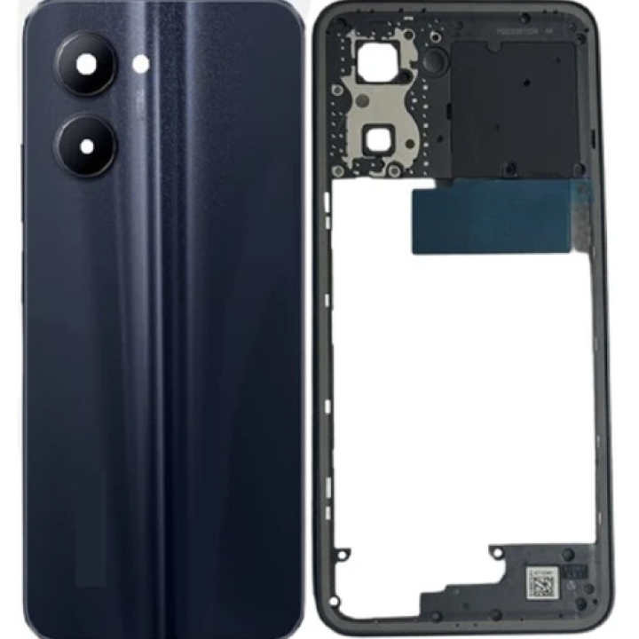SPAREWARE® Back Panel Back Door Panel Body Cover For Realme C33 -Black (MIDDLE RING + BACK PANEL WITH ALL LOGO)