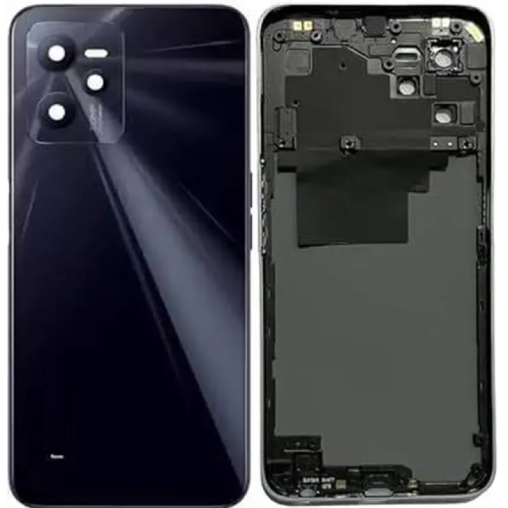 SPAREWARE® Back Panel Back Door Panel Body Cover For Realme C35 -Black (MIDDLE RING + BACK PANEL WITH ALL LOGO)