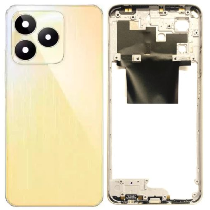 SPAREWARE® Back Panel Back Door Panel Body Cover For Realme Narzo N53 -Gold (MIDDLE RING + BACK PANEL WITH ALL LOGO)