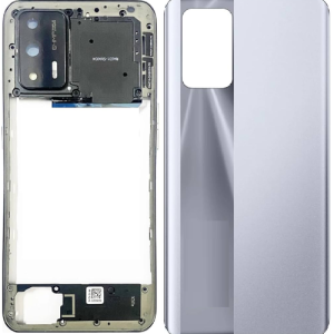 SPAREWARE® Back Panel Back Door Panel Body Cover For Realme X7 Max -Silver (MIDDLE RING + BACK PANEL WITH ALL LOGO)